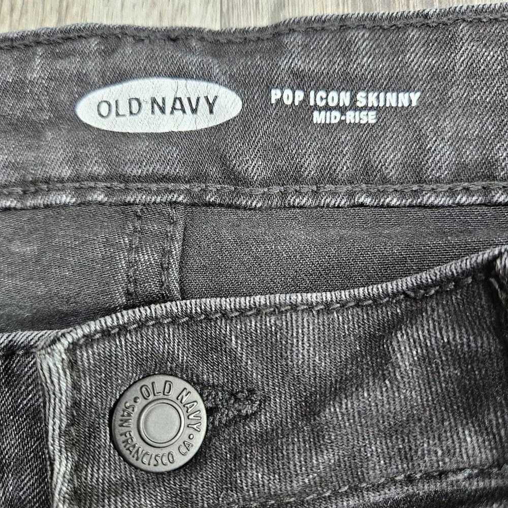 Old Navy Pop Icon Skinny Jeans‎ Womens 4 Charcoal Wash Mid Rise Stretch Denim